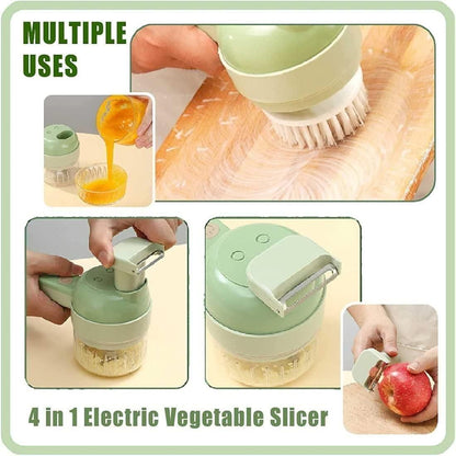 4-in-1 Wireless Electric Vegetable Cutter Set – Portable Smart Kitchen Tool