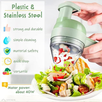 4-in-1 Wireless Electric Vegetable Cutter Set – Portable Smart Kitchen Tool