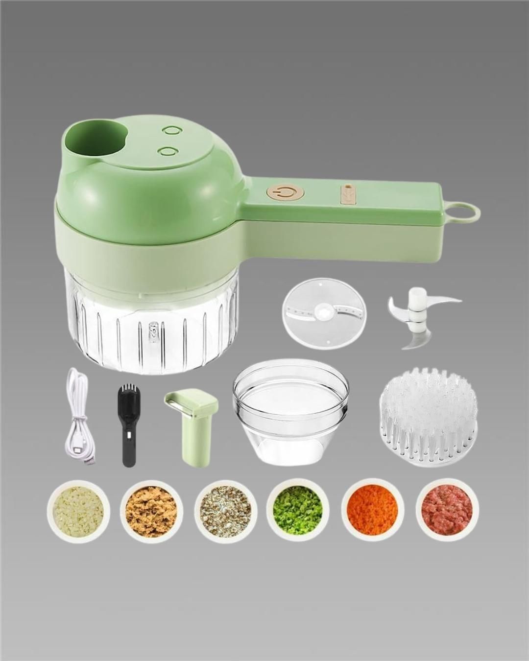 4-in-1 Wireless Electric Vegetable Cutter Set – Portable Smart Kitchen Tool